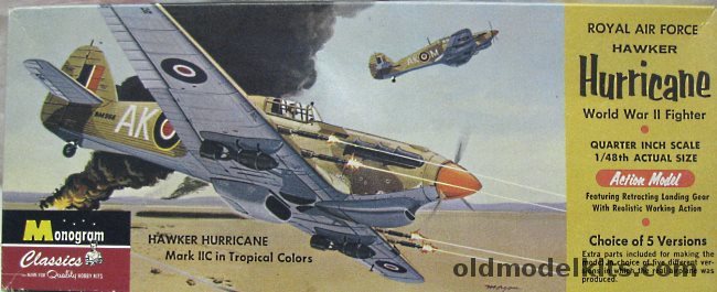 Monogram 1/48 Hawker Hurricane Mk IIA/Mk IIB/Mk IIC/Mk IID/Mk IV, 85-0090 plastic model kit